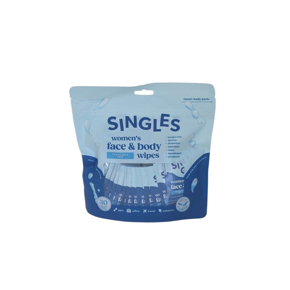 Singles Womens Face & Body Wipes, Fragrance Free